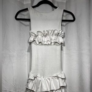 White Ruffled Sleeveless Mini Dress